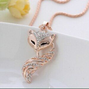 Rose Gold Tone Fox Necklace